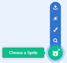 Botão “Choose a Sprite” com as diferentes opções para incluir um sprite